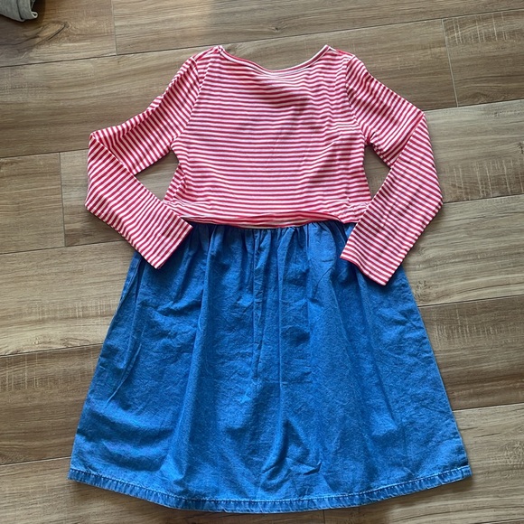 NWOT Carters Valentine Striped Chambray Dress - Picture 8 of 9